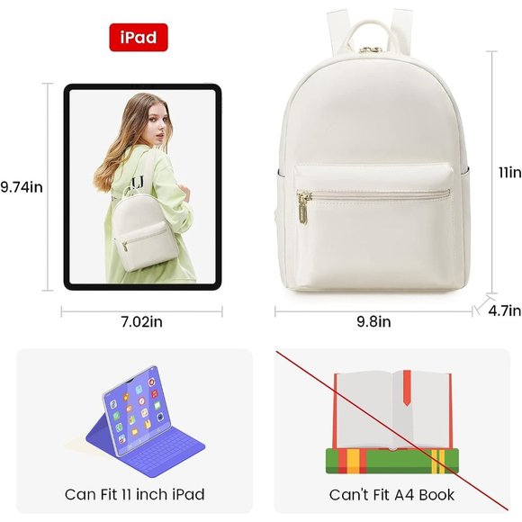 Women Beige Nylon Light Weight Small Waterproof Mini Backpack main image 5